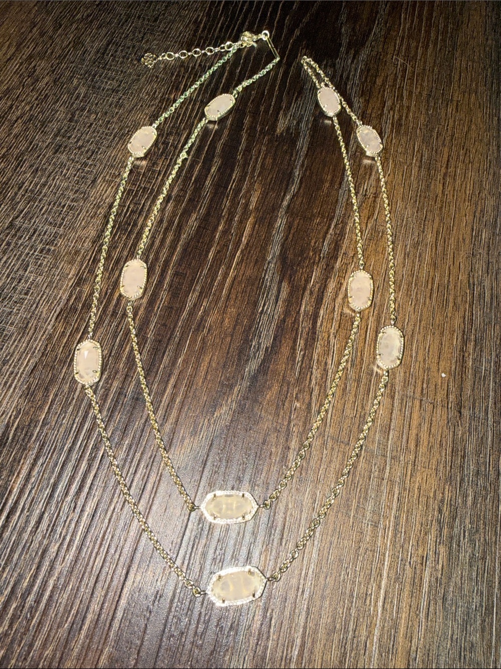 Kendra Scott Gold Necklace with Pale Pink Stones